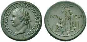 The Roman Empire   Titus augustus, 79 – 81  Sestertius 80-81, Æ 30.23 g. IMP T CAES VESP AVG P M TR P P P COS VIII Laureate head l. Rev. IVD – CAP Rev...