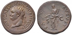The Roman Empire   Titus augustus, 79 – 81  Sestertius 80-81, Æ 28.87 g. IMP T CAES VESP AVG P M TR P P P COS VIII Laureate head l. Rev. PA – X – AVGV...