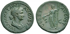 The Roman Empire   Julia Titi, daughter of Titus  Dupondius 80-81, Æ 14.01 g. IVLIA·IMP·T·AVG·F·AVGVSTA Draped bust r. Rev. CERES AVGVST Ceres standin...