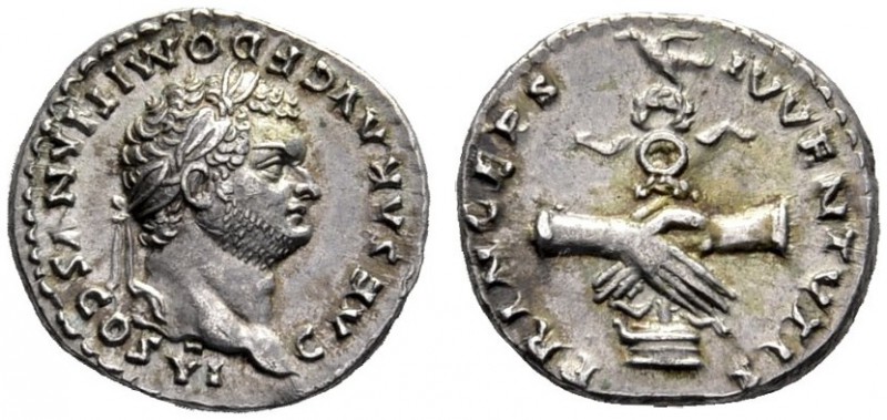The Roman Empire   Domitian caesar, 69 – 81  Denarius 79, AR 3.68 g. CAESAR AVG ...