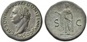 The Roman Empire   Domitian caesar, 69 – 81  Sestertius 80-81, Æ 24.91 g. CAES DIVI AVG VESP F DOMITIANVS COS VII Laureate head l. Rev. S – C Spes adv...
