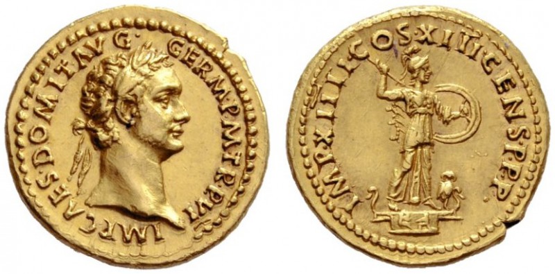 The Roman Empire   Domitian augustus, 81 – 96  Aureus 87, AV 7.58 g. IMP CAES DO...