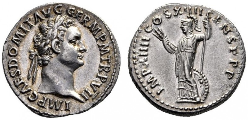 The Roman Empire   Domitian augustus, 81 – 96  Denarius 88, AR 3.58 g. IMP CAES ...