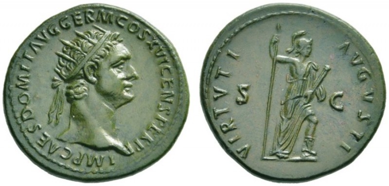 The Roman Empire   Domitian augustus, 81 – 96  Dupondius 92-94, Æ 12.85 g. IMP C...