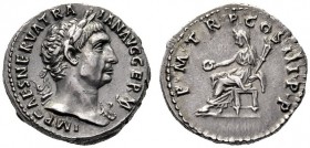 The Roman Empire   Trajan, 98 – 117  Denarius 100, AR 3.48 g. IMP CAES NERVA TRA – IAN AVG GER Laureate bust r., with aegis. Rev. P M TR P COS III P P...