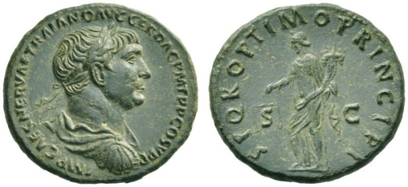 The Roman Empire   Trajan, 98 – 117  As 103-111, Æ 9.04 g. IMP CAES NERVAE TRAIA...