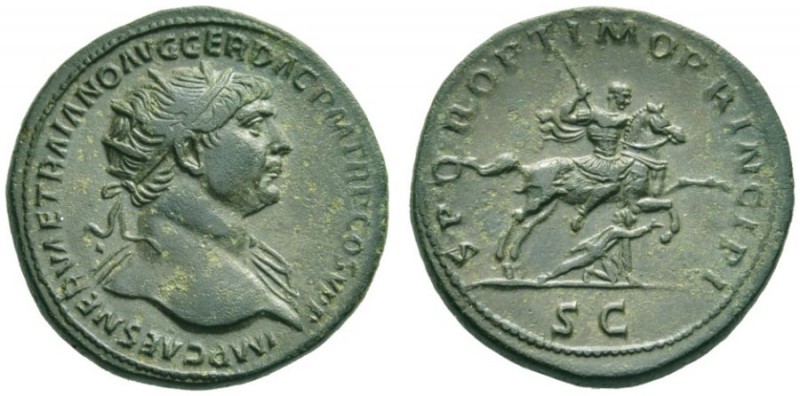 The Roman Empire   Trajan, 98 – 117  Dupondius 107-110, Æ 12.45 g. IMP CAES NERV...