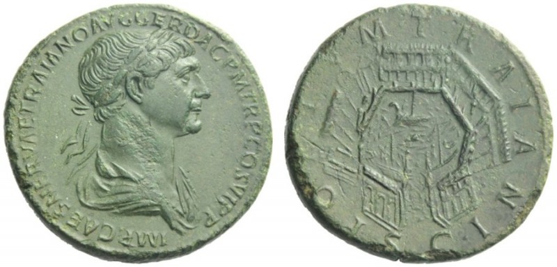 The Roman Empire   Trajan, 98 – 117  Sestertius circa 112-114, Æ 23.55 g. IMP CA...