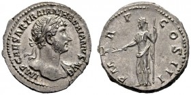 The Roman Empire   Hadrian augustus, 118 – 137  Denarius 119-122, AR 3.43 g. IMP CAESAR TRAIAN HADRIANVS AVG Laureate bust r., with drapery on l. shou...