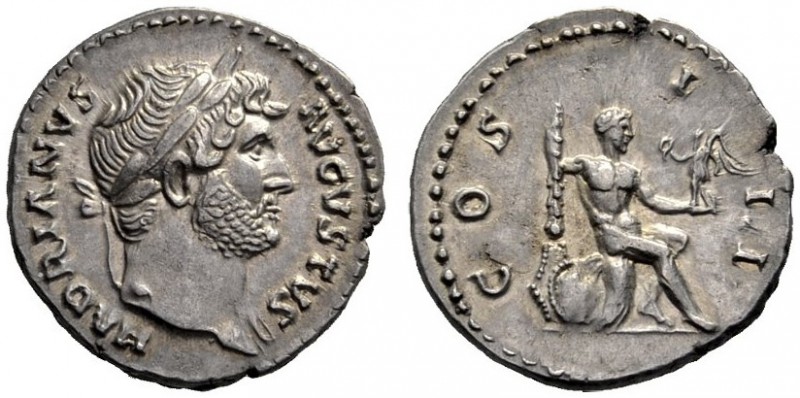 The Roman Empire   Hadrian augustus, 118 – 137  Denarius 125-128, AR 3.53 g. HAD...
