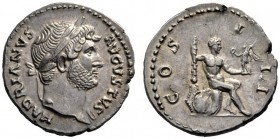 The Roman Empire   Hadrian augustus, 118 – 137  Denarius 125-128, AR 3.53 g. HADRIANVS AVGVSTVS Laureate bust r., with drapery on l. shoulder. Rev. CO...