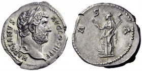 The Roman Empire   Hadrian augustus, 118 – 137  Denarius 134-138, AR 3.26 g. HADRIANVS – AVG COS III P P Laureate head r. Rev. A – S – I – A Asia stan...
