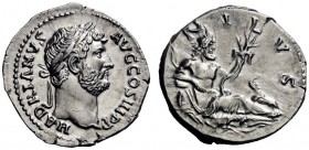 The Roman Empire   Hadrian augustus, 118 – 137  Denarius 134-138, AR 3.17 g. HADRIANVS – AVG COS III P P Laureate head r. Rev. NILVS Nilus reclining r...