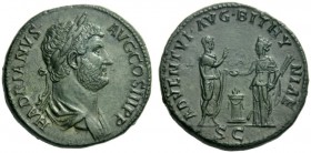 The Roman Empire   Hadrian augustus, 118 – 137  Sestertius 134-138, Æ 23.11 g. HADRIANVS – AVG COS III P P Laureate and draped bust r. Rev. ADVENTVI A...