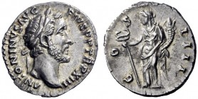 The Roman Empire   Antoninus Pius, 138 – 161  Denarius 149-150, AR 2.92 g. ANTONINVS AVG – PIVS P P TR P XIII Laureate head r. Rev. CO – S IIII Felici...