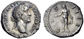 The Roman Empire   Antoninus Pius, 138 – 161  Denarius 149-150, AR 3.69 g. ANTONINVS AVG PI – VS P P TR P XIIII Laureate head r. Rev. CO – S IIII Geni...