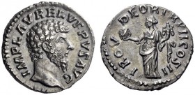 The Roman Empire   Lucius Verus , 161 – 169  Denarius 161-162, AR 3.12 g. IMP L AVREL VERVS AVG Bare head r. Rev. PROV – DEOR TR P II COS II Provident...