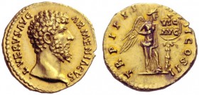 The Roman Empire   Lucius Verus , 161 – 169  Aureus December 163-164, AV 7.33 g. L VERVS AVG – ARMENIACVS Bare head r. Rev. TR P IIII – IMP II COS II ...