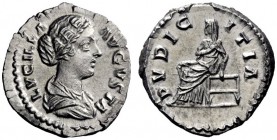 The Roman Empire   Lucilla, wife of Lucius Verus  Denarius 164-169 or 183 (?), AR 3.50 g. LVCILLA – AVGVSTA Draped bust r. Rev. PVDIC – ITIA Pudicitia...