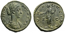 The Roman Empire   Crispina, wife of Commodus  Dupondius 180-183, Æ 13.72 g. CRISPINA – AVGVSTA Draped bust r. Rev. IVNO – L – VCINA S – C Juno standi...