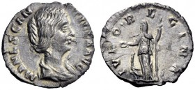 The Roman Empire   Manlia Scantilla, wife of Didius Julianus  Denarius 193, AR 2.16 g. MANL SCAN – TILLA AVG Draped bust r. Rev. IVNO RE – GINA Juno s...
