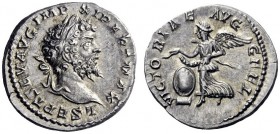 The Roman Empire   Septimius Severus, 193 – 211  Denarius 198-200, AR 3.31 g. L SEPT SEV AVG IMP – XI PART MAX Laureate head r. Rev. VICTORIAE AVG – G...