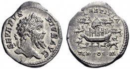 The Roman Empire   Septimius Severus, 193 – 211  Denarius 204, AR 3.91 g. SEVERVS – PIVS AVG Laureate head r. Rev. LAETITIA / TEMPORVM Ship in circus,...