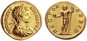 The Roman Empire   Caracalla augustus, 198 – 217  Aureus 199-200, AV 7.25 g. ANTONINVS – AVGVSTVS Laureate, draped and cuirassed bust r. Rev. RECT ORB...
