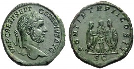 The Roman Empire   Geta augustus, 209 – 212  Sestertius 210, Æ 22.08 g. IMP CAES P SEPT – GETA PIVS AVG Laureate head r., with drapery on l. shoulder....
