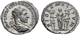 The Roman Empire   Macrinus, 217 – 218  Antoninianus 217-218, AR 5.04 g. IMP C M OPEL SEV MACRINVS AVG Radiate, draped and cuirassed bust r. Rev. FIDE...