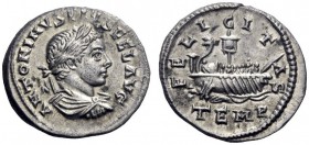 The Roman Empire   Elagabalus, 218 – 222  Denarius, Antiochia 218-222, AR 2.98 g. ANTONINVS PIVS FEL AVG Laureate, draped and cuirassed bust r. Rev. F...