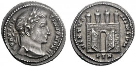 The Roman Empire   Constantine I caesar, 306 – 307  Argenteus, Treveri 306-307, AR 3.19 g. CONSTAN – TINVS NOB C Laureate head r. Rev. VIRTVS MILITVM ...