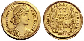 The Roman Empire   Constantius II augustus, 337 – 361  Solidus, Nicomedia 340-351, AV 4.40 g. FL IVL CONSTAN – TIVS PERP AVG Rosette diademed, draped ...
