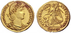 The Roman Empire   Constantius II augustus, 337 – 361  Solidus, Antiochia 347-350, AV 4.43 g. FL IVL CONSTAN – TIVS PERP AVG Rosette diademed, draped ...
