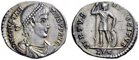 The Roman Empire   Constantius II augustus, 337 – 361  Light miliarense, Lugdunum 360-363, AR 4.41 g. DN CONSTAN–TIVS P F AVG Pearl-diademed, draped a...