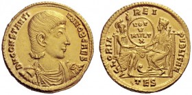 The Roman Empire   Constantius Gallus, 351 – 354  Solidus, Thessalonica 351-354, AV 4.41 g. D N CONSTANTI – VS NOB CAES Bareheaded, draped and cuirass...