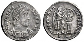 The Roman Empire   Valens, 364 – 378  Light miliarense 364-367, AR 4.57 g. DN VALEN – S P F AVG Pearl-diademed, draped and cuirassed bust r. Rev. VICT...
