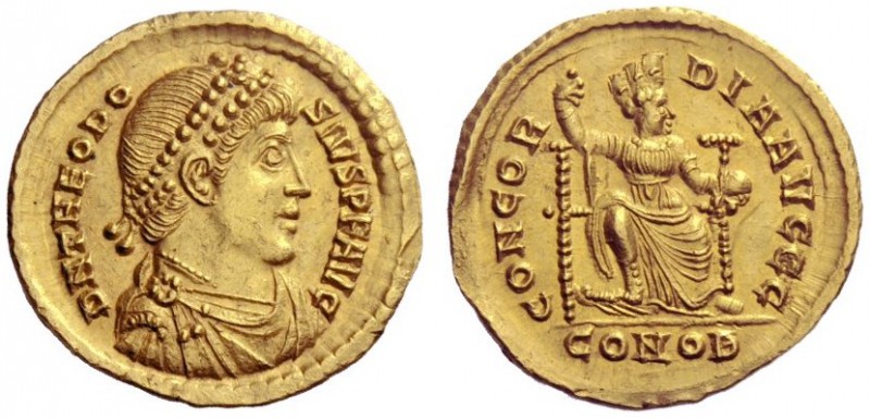 The Roman Empire   Theodosius I, 379 – 395  Solidus, Constantinopolis 378-383, A...