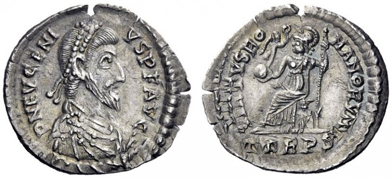The Roman Empire   Eugenius, 392 – 394  Reduced siliqua, Treveri 392-394, AR 1.7...