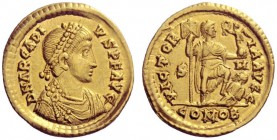 The Roman Empire   Arcadius, 383 – 408  Solidus, Sirmium 395-397, AV 4.38 g. D N ARCADI – VS P F AVG Pearl-diademed, draped and cuirassed bust r. Rev....