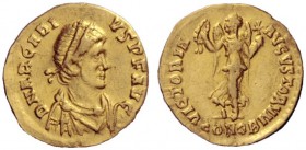 The Roman Empire   Arcadius, 383 – 408  Tremissis, Constantinopolis 397-402, AV 1.27 g. D N ARCADI – VS P F AVG Pearl-diademed, draped and cuirassed b...