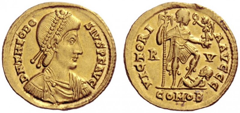 The Roman Empire   Theodosius II, 402 – 450  Solidus, Ravenna 423, AV 4.44 g. D ...