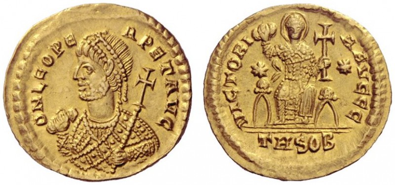 The Roman Empire   Leo I, 457 – 474  Solidus, Thessalonica 462 and or 466, AV 4....