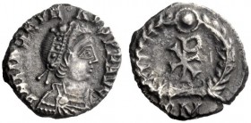 The Roman Empire   Libius Severus, 461 – 465  Half-siliqua 461-465, AR 0.94 g. D N LIB SEVERVS P F AVG Pearl-diademed, draped and cuirassed bust r. Re...