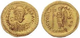 Migration of the German tribes   The Ostrogoths   Theoderic, 493-526. In the name of Zeno, 474-491.  Solidus, uncertain mint in Italy, 493-526, AV 4.4...