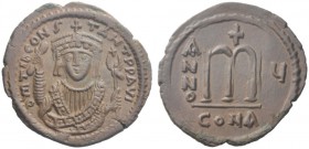 The Byzantine Empire   Tiberius II Constantine, 26 September 578 – 14 August 582  Follis, year 5 (578-579), Æ 16.26 g. d m TIb CONS – TANT PP AVI Faci...