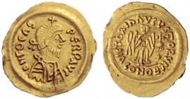 The Byzantine Empire   Phocas, 23 November 602 – 5 October 610  Semissis, Ravenna 604-610, AV 1.49 g. D N FOCAS – PERP AVG Pearl-diademed, crowned and...