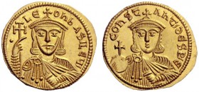 The Byzantine Empire   Leo V the Armenian, 11 July 813 – 25 December 820, with Constantine from December 813  Solidus 813-820, AV 4.44 g. · LE – ON bA...