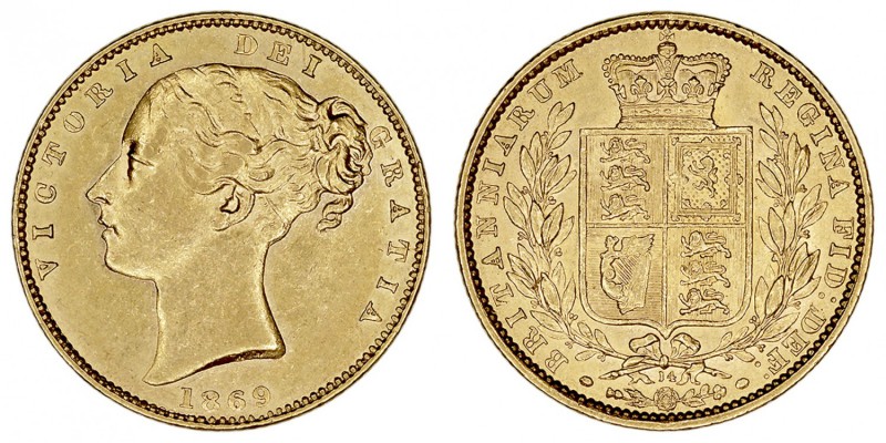 GRAN BRETAÑA
VICTORIA
Soberano. AV. 1869. 7,98 g. KM.736,2. EBC-/EBC
