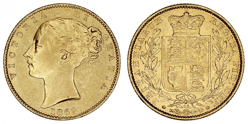 GRAN BRETAÑA
VICTORIA
Soberano. AV. 1869. 7,96 g. KM.736,2. EBC